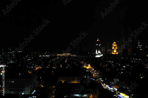 Kuala Lumpur City, Malaysia At night There are lights from buildings, houses, roads and markets looks like stars on the ground.