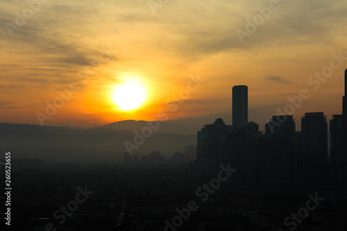 Kuala Lumpur City, Malaysia In the early morning There is light from the sun that shines through the clouds.
