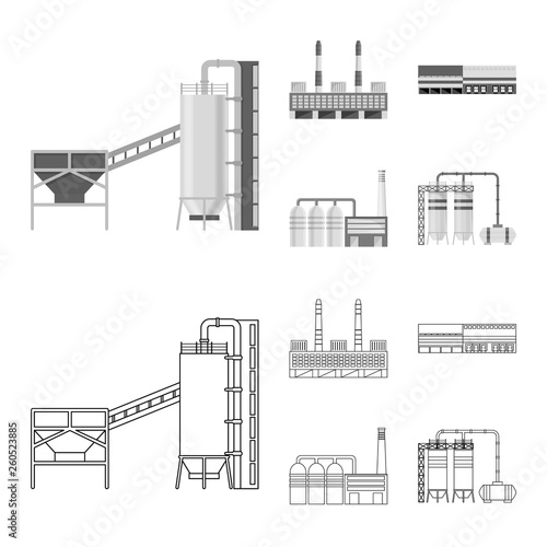 Vector design of production and structure sign. Collection of production and technology stock symbol for web.