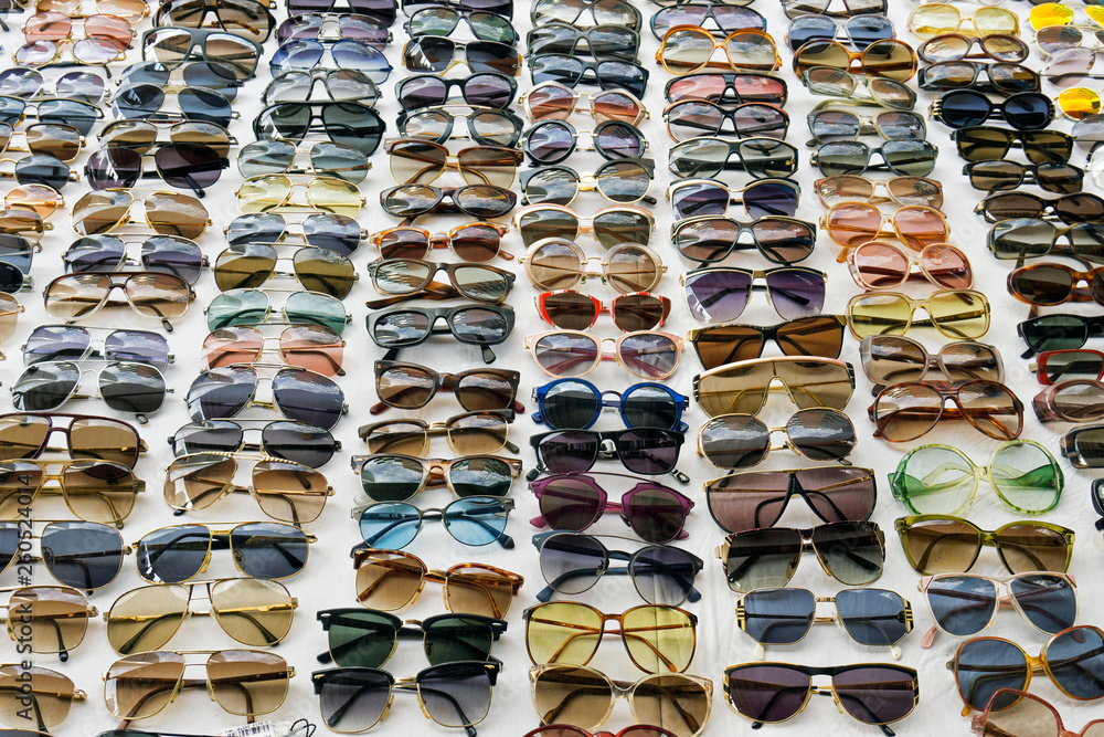 Shades and sunglasses in a flea market