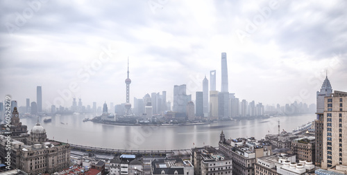 Shanghai cityscape and city skyline in the morning
