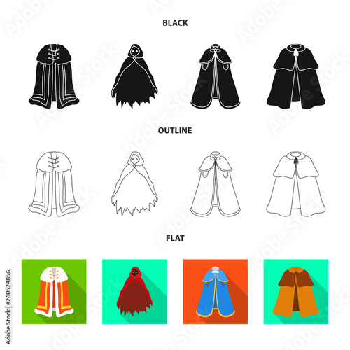 Isolated object of material and clothing icon. Collection of material and garment vector icon for stock.