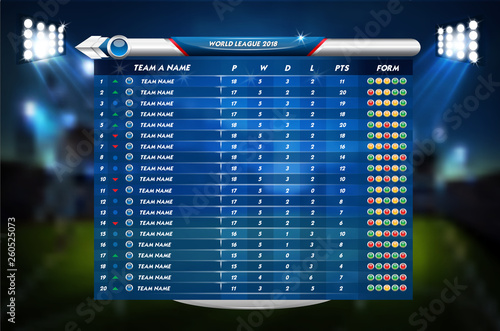 Football or soccer playing field with set of infographic elements. Sport Game. Sport Cup.