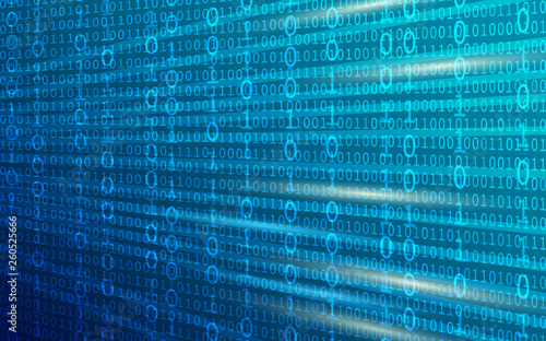 Vector technology background. Random digits on blue