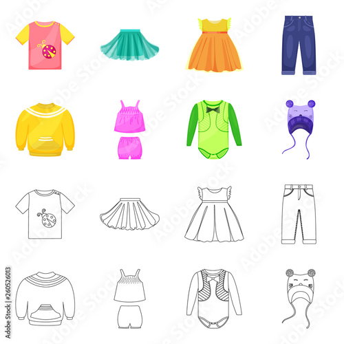 Vector illustration of fashion and garment sign. Collection of fashion and cotton vector icon for stock.