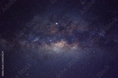 Clearly milky way galaxy rising in Borneo Asia  background of beautiful milky way. Long exposure photograph with grain. Image contain certain grain or noise and soft focus.