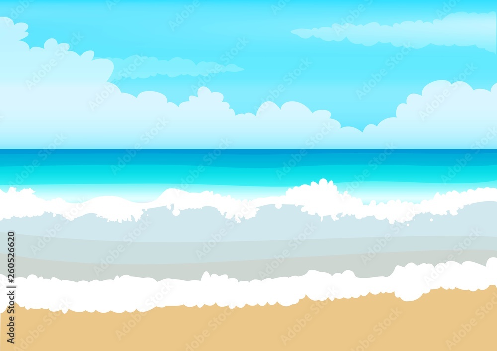 Shiny sun seascape vector blur illustration.