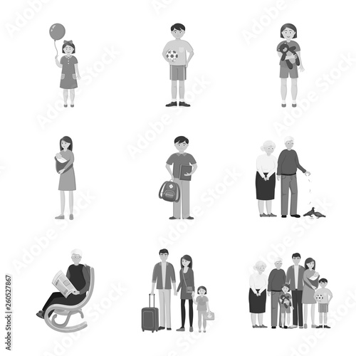 Isolated object of face  and portrait logo. Set of face  and happy  stock vector illustration.