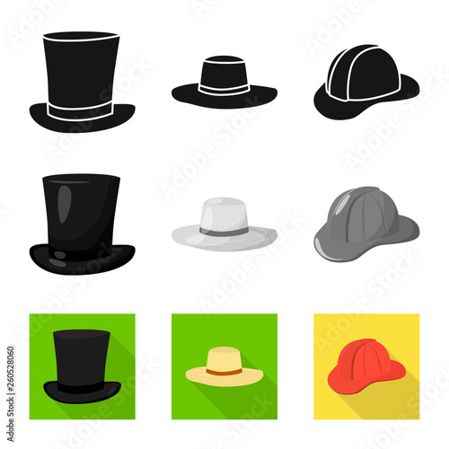 Vector design of clothing and cap symbol. Set of clothing and beret stock vector illustration.