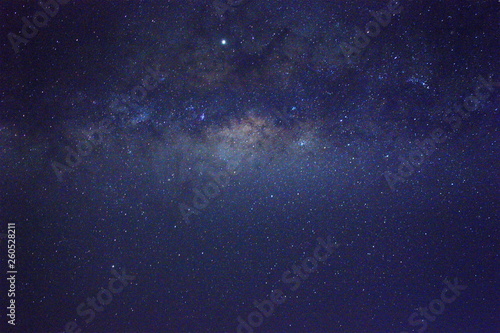 Fototapeta Naklejka Na Ścianę i Meble -  Clearly milky way galaxy during summer, background of beautiful milky way. Long exposure photograph with grain. Image contain certain grain or noise and soft focus.
