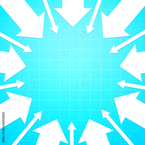 White Arrows pointing to centre