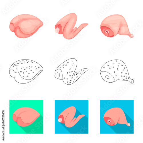Isolated object of product and poultry symbol. Set of product and agriculture vector icon for stock.