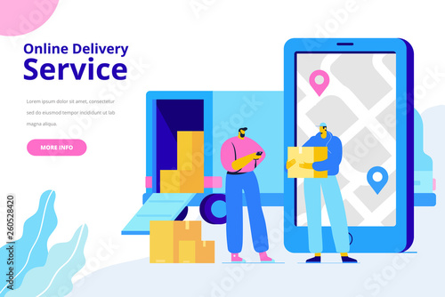 Online delivery service concept. Online order tracking. Flat  illustration concept for digital marketing and business promotion.