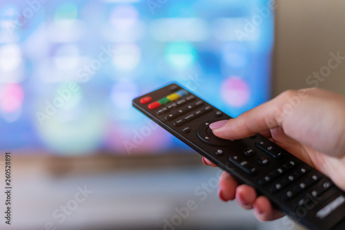 remote control interacting with smart television