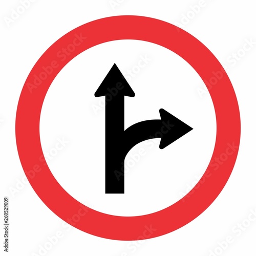 Fork Right Traffic Sign