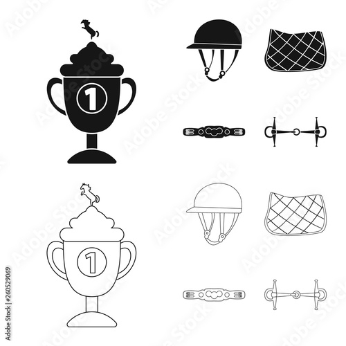 Vector illustration of equipment and riding sign. Set of equipment and competition stock vector illustration.