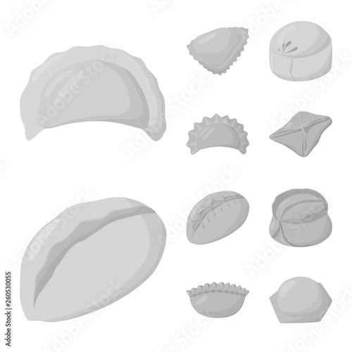 Vector design of dumplings and stuffed icon. Set of dumplings and dish stock symbol for web.