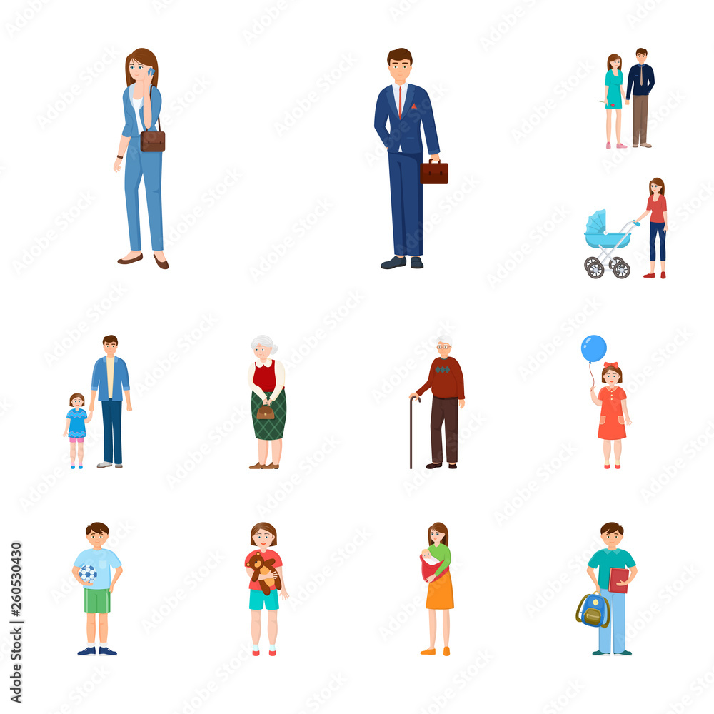 Vector illustration of family  and people symbol. Set of family  and avatar  stock symbol for web.