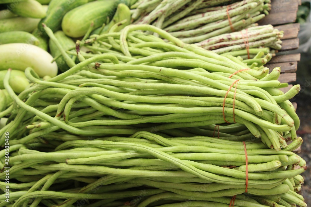 Long bean for cooking at street food Long bean for cooking at street food