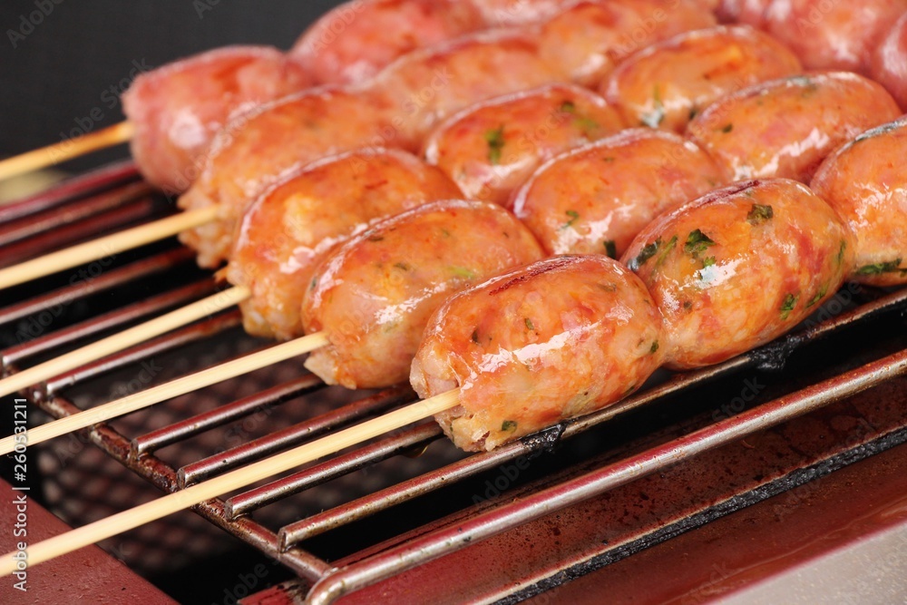 grilled sausage asia delicious at street food grilled sausage asia delicious at street food