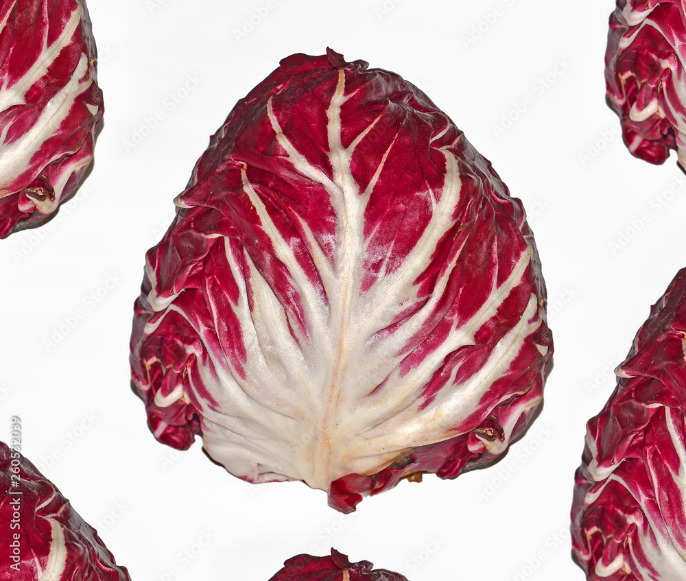 Fototapeta premium still life of red lettuce on white background