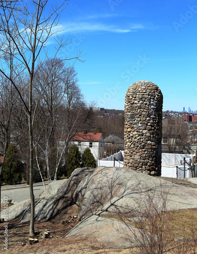 Abigail Adams Cairn in Quincy, Massachusetts. It marks the spot where Abigail Adams and her young son, John Quincy Adams, watched the burning of Charlestown during the Battle of Bunker Hill photo