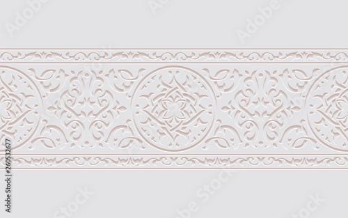 Arabic arabesque design greeting card for Ramadan Kareem,Islamic ornamental monochrome detail of mosaic,vector illustration.