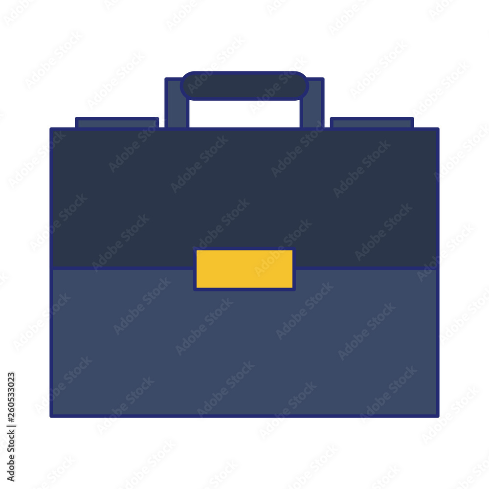 Business briefcase symbol isolated blue lines