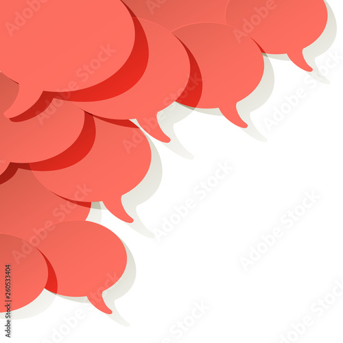 Chat speech bubbles vector ellipse Coral color on a white background in the corner