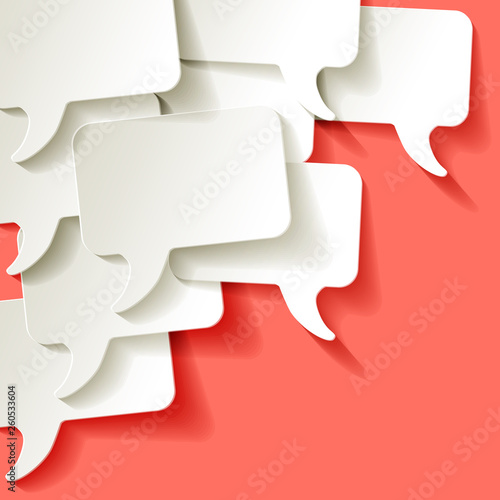 Chat speech bubbles vector white on a Coral color background in the corner