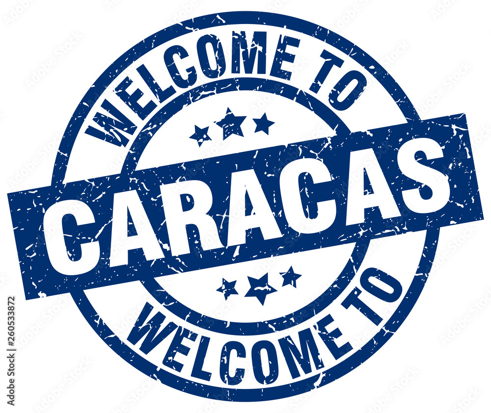 welcome to Caracas blue stamp