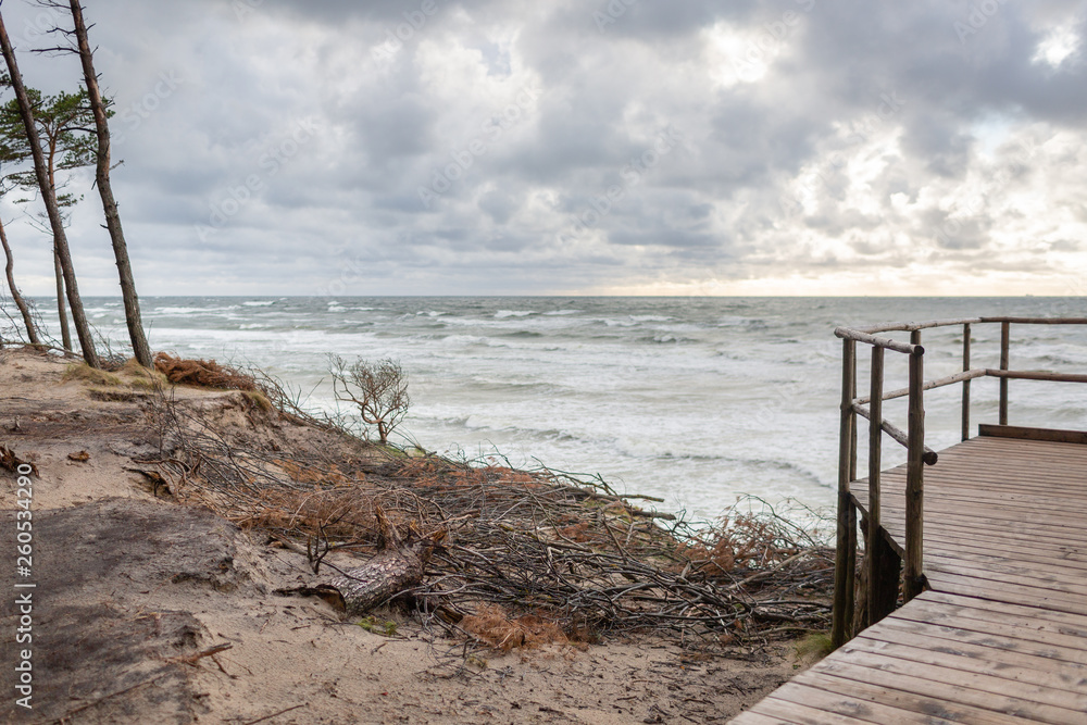 Panoramic view of famous tourist attraction dutchman's cap in Lithuania's seaside regional park near Karkle, Lithuania