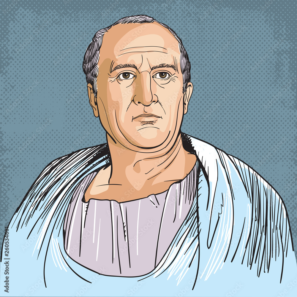Cicero portrait in line art illustration - obrazy, fototapety, plakaty 