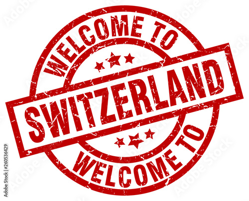 welcome to Switzerland red stamp