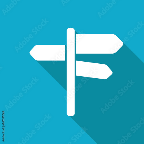 Road sign with different directions illustration. Traveling vector icon