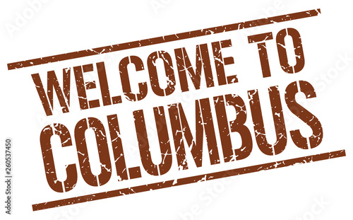 welcome to Columbus stamp