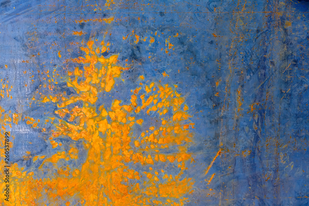 Abstract background. Aged metal surface with rust stains and smudges