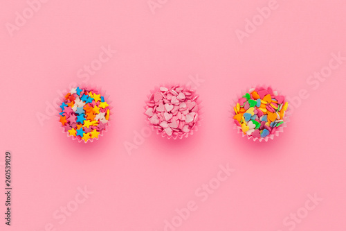 Various sugar sprinkles, Food background with copy space