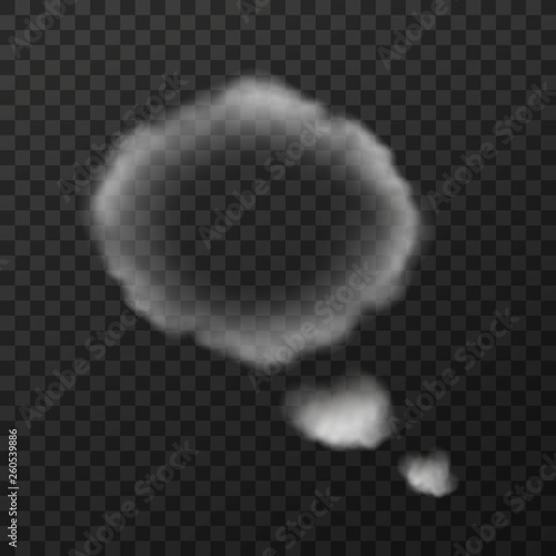 Vector design of smoky clouds isolated on transparent background. Sign of thinking mind