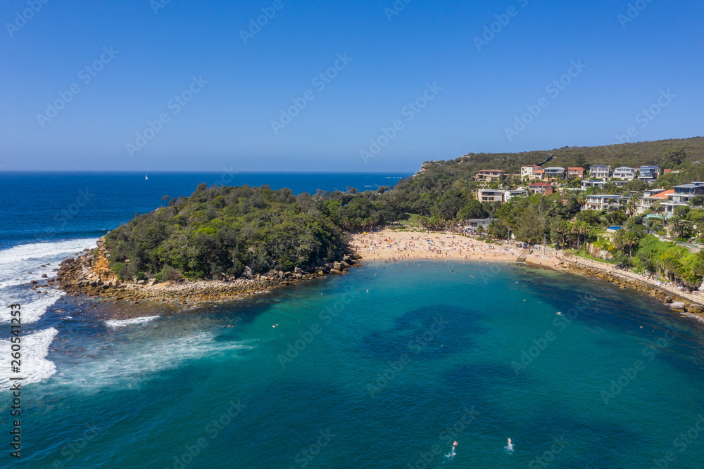 Overhead view of Shelly beach in Manly, Sydney, Australia on a hot summer's afternoon