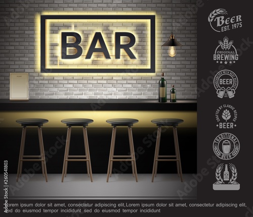 Realistic Bar Interior Template