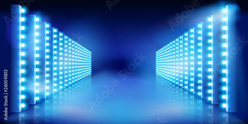Light show on the stage. Vector illustration.