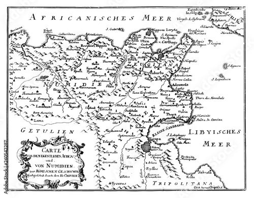 Vintage Vector Drawing or Engraving of Antique Map of Northern Africa from Roman Empire Times