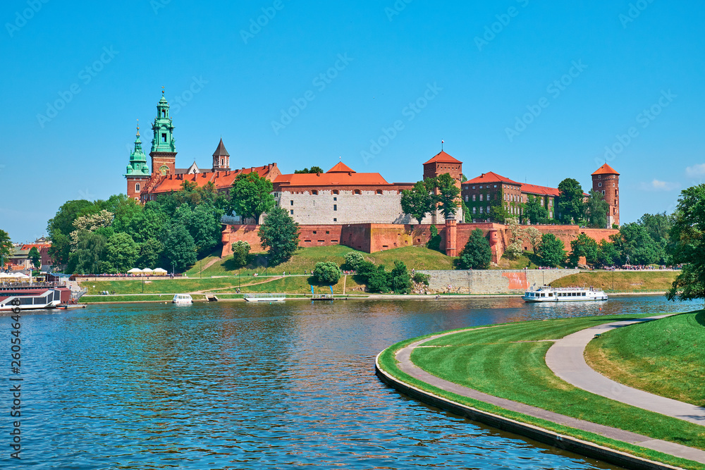Wawel Hill and the architectural complex in Krakow, on the left bank of the Vistula. Wawel Hill and the architectural complex in Krakow, on the left bank of the Vistula.