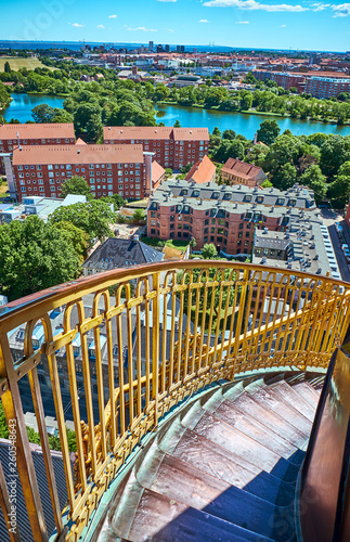 Photography steps to the viewpoint on the roof of the Church of Our Saviour, Copenhagen