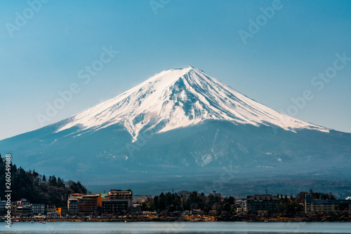 Landscape of mount fuji from lake kawaguchi side, Mt Fuji beautiful view from the lake kawaguchiko near Tokyo in Japan