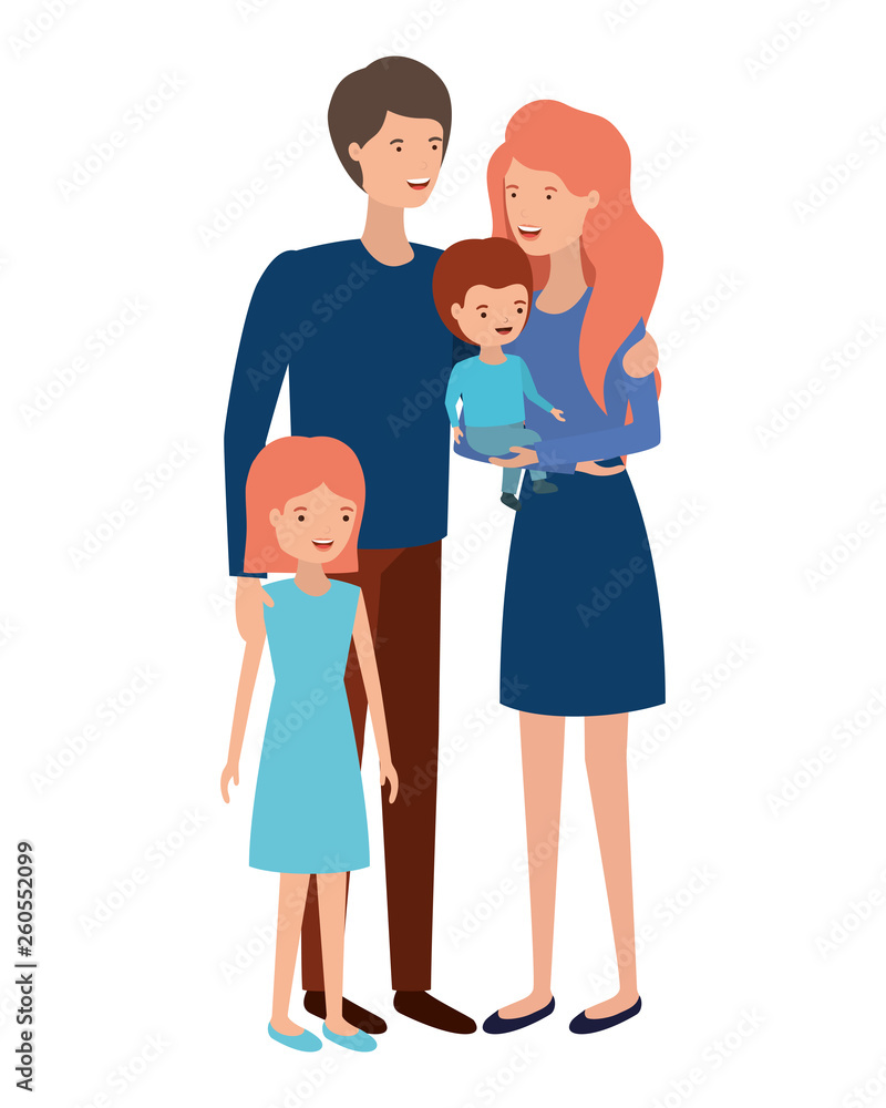 couple of parents with children avatar character couple of parents with children avatar character