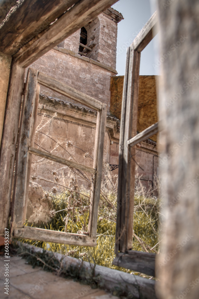 View from the window of a ruined house