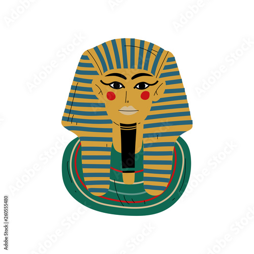 Tutankhamun Burial Mask, Pharaoh of Ancient Egypt Vector Illustration