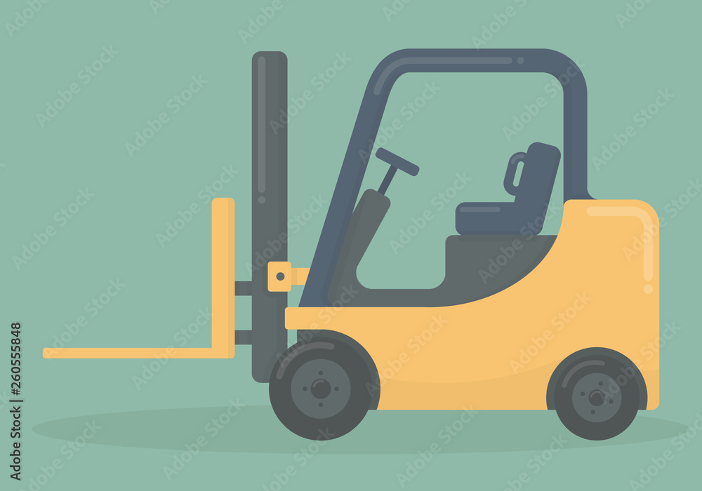 Forklift truck in flat style